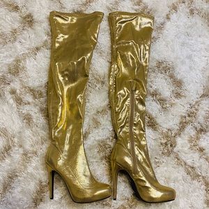 Gold Over-the-Knee Boots
